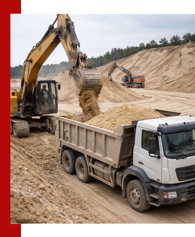 Доставка карьерного песка с самосвалами и разгрузкой в Нягани