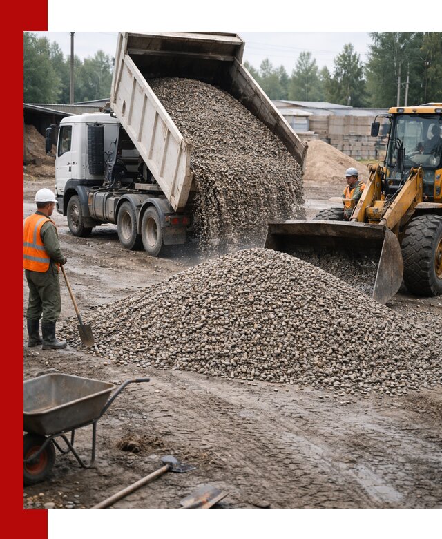 Мытый гравий с доставкой в Нягани от карьера до участка