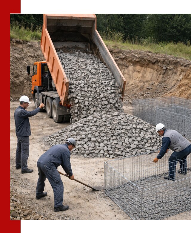 Камень для габионов с доставкой в Нягани быстро и надёжно