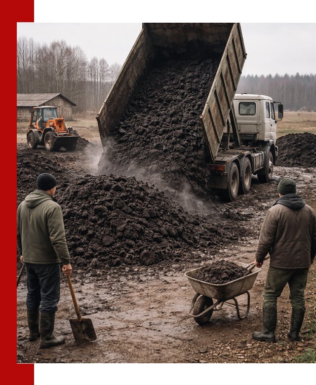 Доставка низинного торфа с разгрузкой и доставкой в Нягани