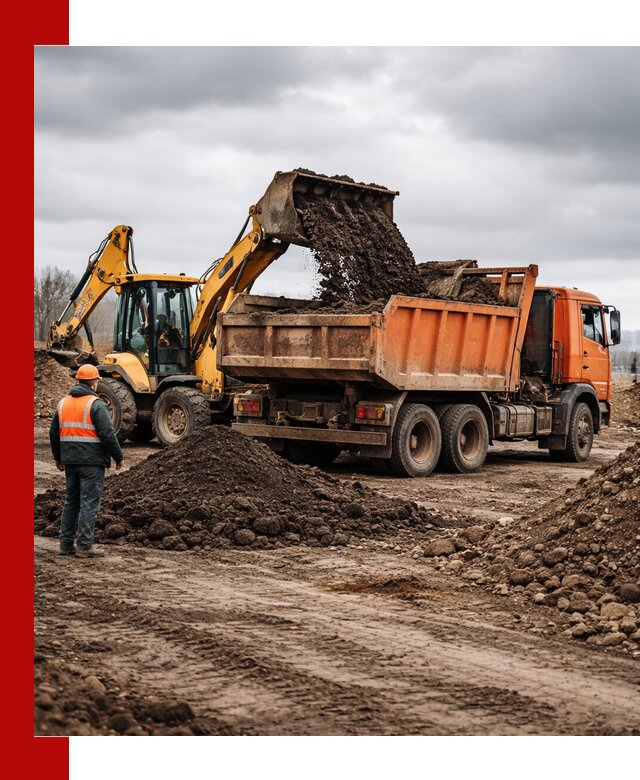 Вывоз грунта и строительного мусора в Нягани грузовыми самосвалами