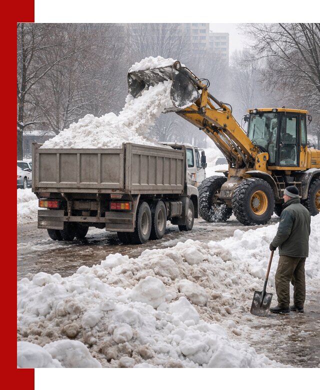 Вывоз снега грузовой техникой в Нягани оперативно и чисто