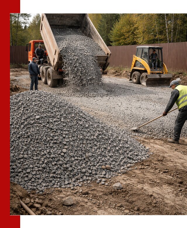 Отсыпка участка щебнем с доставкой и уплотнением в Нягани